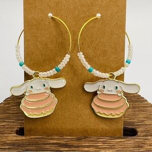 Cinnamoroll Earrings Hoops Anime Cartoon Enamel Glass Beads Jewelry Girls Gift